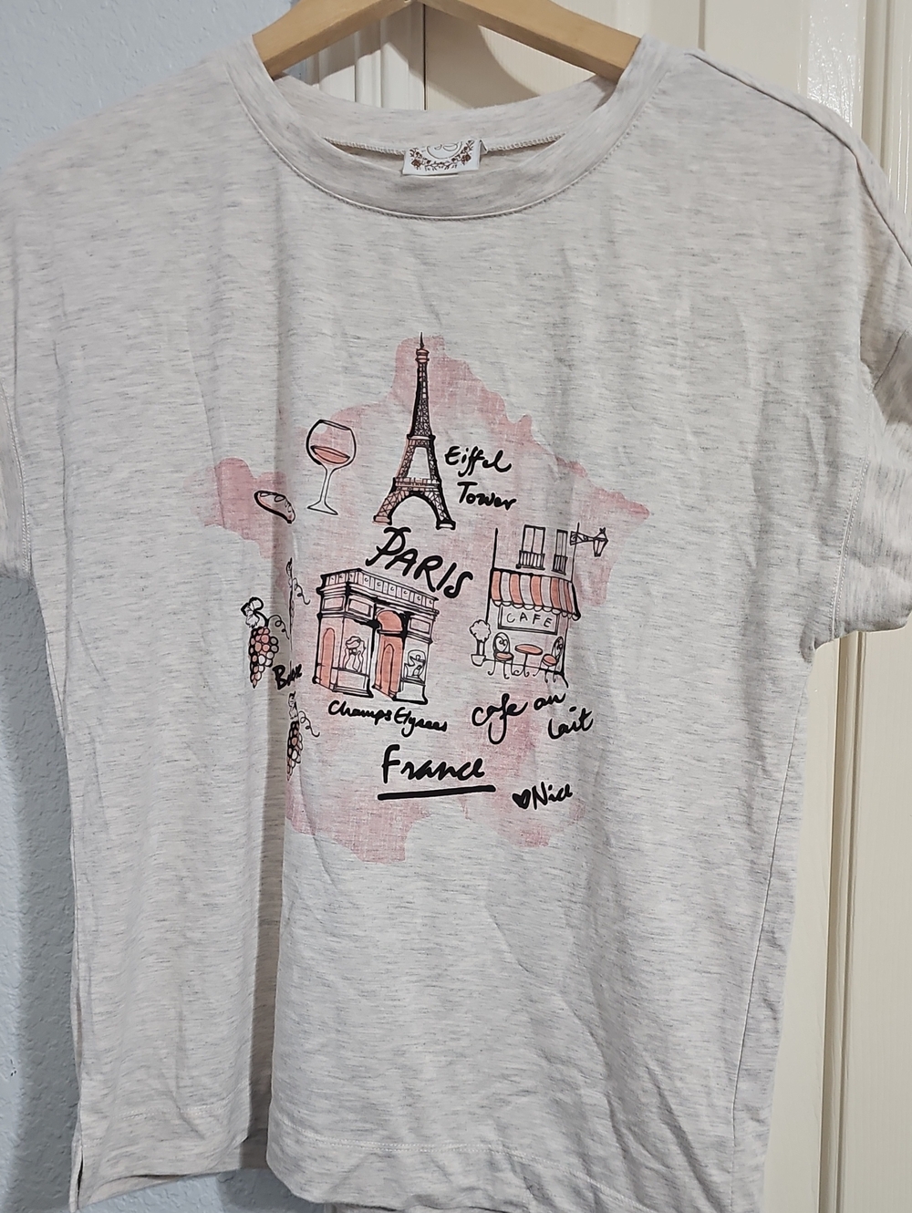 Paris Graphic Short Sleeve Tee in Light Heather Pink by